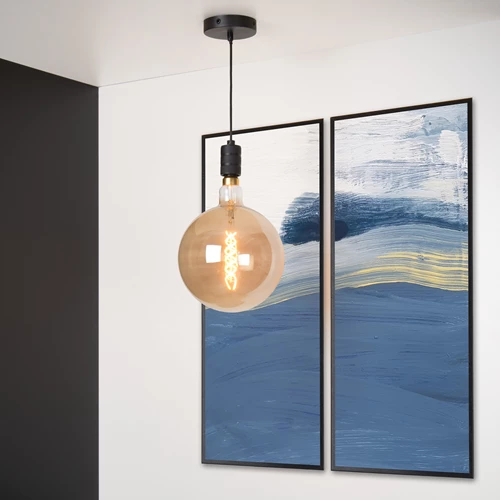Lucide JOVA - Lámpara colgante - Ø 10 cm - 1xE27 - Negro - ambiente 1
